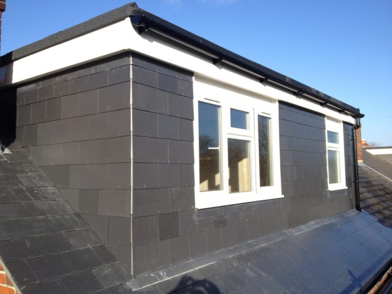 Rear elevation flat roof dormer with slate roof to a loft conversion in Portsmouth.