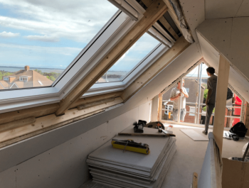 Loft conversion in Portsmouth, gable end wall, 1 bedroom with en-suite shower room -min