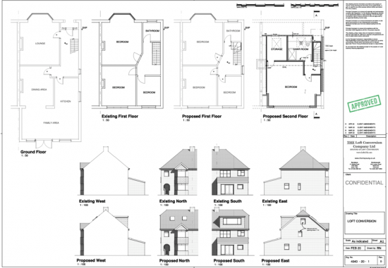 Architectural drawings of a loft conversion in Portsmouth area