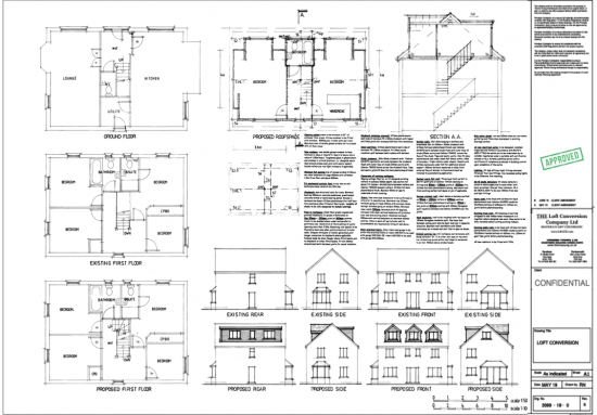 Architectural drawings of loft conversion in Portsmouth.