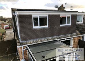 Bungalow loft conversion in Portsmouth with rear elevation flat roof dormer to create 2 bedrooms