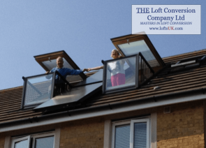 Velux Cabrio balcony to a loft conversion in Portsmouth with solar panel between units.