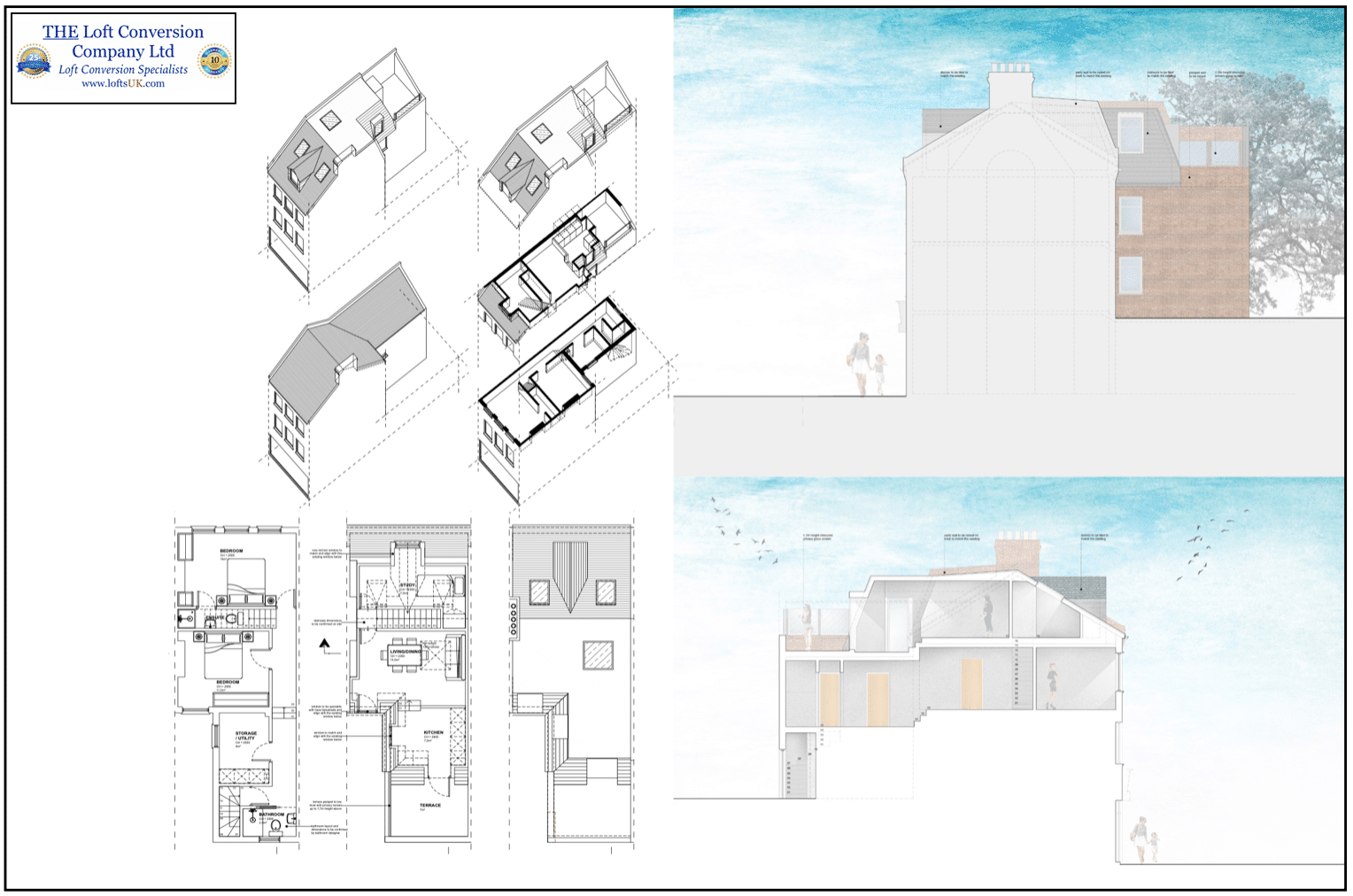 Architect Drawing of a loft conversion in Portsmouth